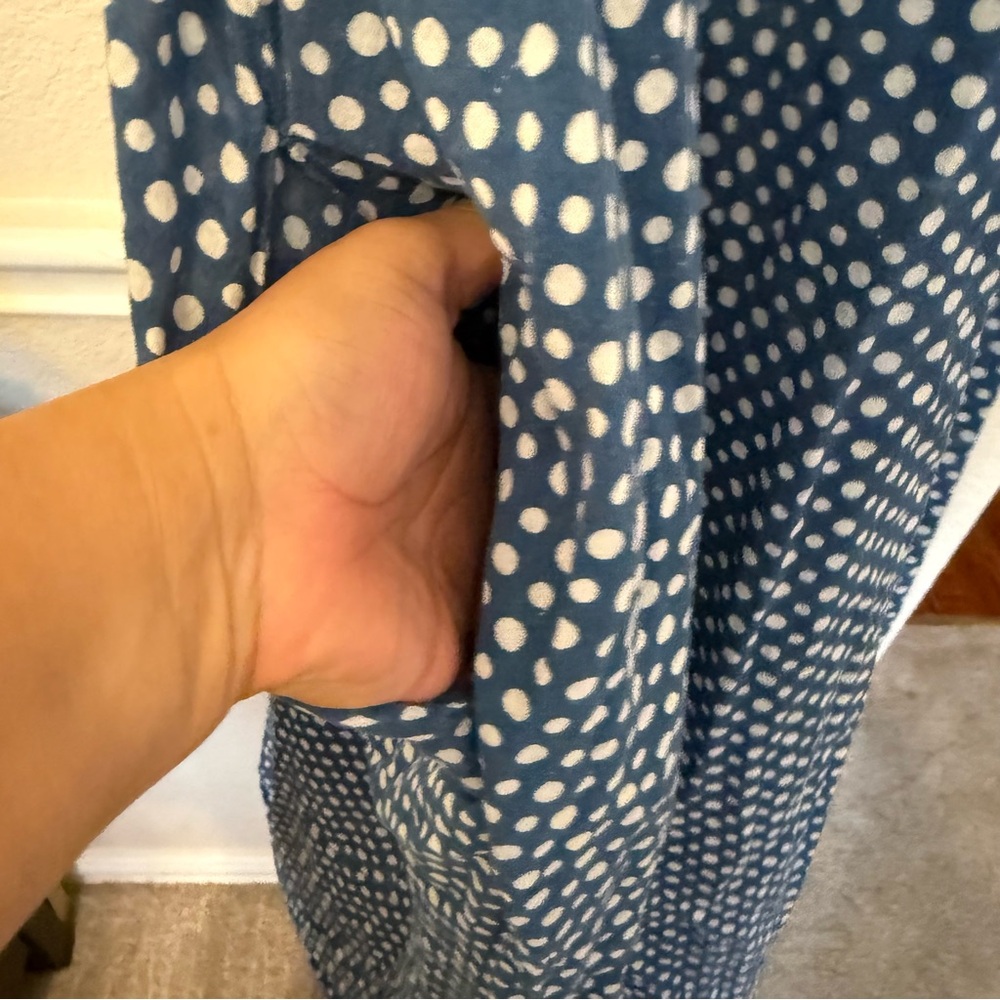 Blue Polka Dot Sleeveless Dress M/L island bungalow - Picture 8 of 12